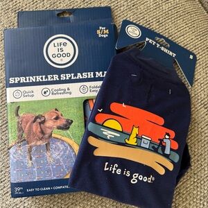 Life Is Good Navy Pet T-Shirt with Sunset Illustration